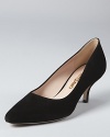 A classic, pointed silhouette in soft suede. From Salvatore Ferragamo.