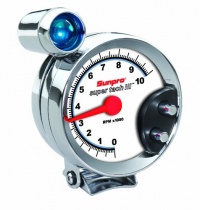 Sunpro CP7914 Super Tach III 5 Chrome Bezel/White Face Tachometer with Shift Light