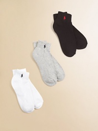 Plush, sporty socks will keep little feet stylish with pony logo.80% cotton/19% polyester/1% spandexMachine washImported