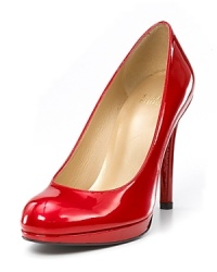 Look red hot in these patent leather platform pumps. Round toe with 4 covered heel and .5 platform. Leather lining and leather sole.