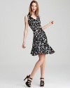 DKNY Printed Drape Neck Dress