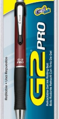 Pilot G2 Pro Retractable Gel Ink Rolling Ball Pen, Fine Point, Red Barrel, Black Ink (31097)