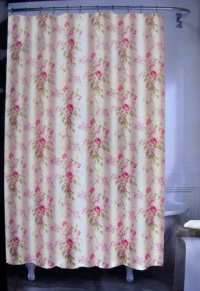 Lauren By Ralph Lauren Floral Shower Curtain 72 X 72 100% Cotton Pink Green Taupe White