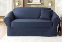 Sure Fit 107927275A_S-SAPHR Twill Supreme Sofa Slipcover, Sapphire