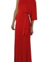 Halston Heritage Women's Knot Waist Jersey Dress Gown Red XS