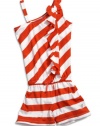 GUESS Kids Girls Big Girls Striped Romper, ORANGE (7/8)