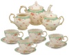 Gracie China Vintage Green Rose Porcelain 11-Piece Tea Set, Green