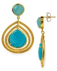 Coralia Leets's gold and chalcedony earrings instantly add an exotic touch to any ensemble. Pair them with a flouncy dress or silk blouse for a look that's beautifully bohemian.