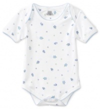 Noa Lily Baby-Boys Newborn Turtle Print Short Sleeve Bodysuit, White, 18 Months