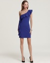 This potently hued Susana Monaco one-shoulder dress flaunts a lush, playful ruffle for party perfection.