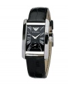 Emporio Armani Quartz, Black Dial with Black Leather Strap Band - Womens Watch AR0144