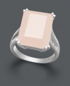 Add a bold cocktail in breezy pink hues to your warm-weather accessory collection. Ring features a rectangle-shaped pink agate stone (16 mm x 12 mm) set in sterling silver with sparkling diamond accents at the shoulders. Size 7.