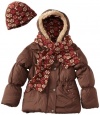 Pink Platinum Girls 7-16 Floral Print Jacket, Brown, 10/12