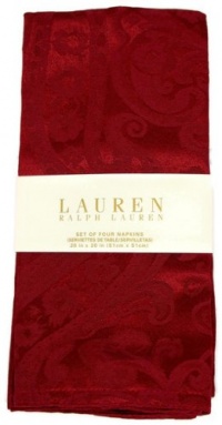 Lauren Ralph Lauren Napkins Dressage Red Paisley Jacquard Table Linens / Napkins 20 X 20 Inches Set of 4 Dinner Napkins Holiday Fall