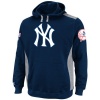 MLB Mens New York Yankees Catcher Athletic Navy/Steel Heather Long Sleeve Hooded Fleece Pullover By Majestic