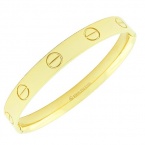 Stainless Steel Yellow Gold Tone Screw Design Womens Handcuff Bracelet