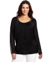 DKNYC Women's Plus-Size Long Sleeve Shirt