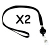 Cosmos 2 pcs Black Retractable Elastic Neck Strap Band Lanyard For ID card, badge, Factory worker, Students, office worker + Cosmos cable tie