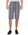 Redefine your warm-weather wardrobe with the streetwise styling of these reversible plaid shorts from Buffalo David Bitton.