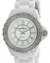 Peugeot Women's 7055WT Swarovski Crystal Bezel White Acrylic Watch