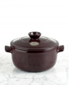 This round, 2.5-qt casserole is perfect for braising, browning and slow cooking. The innovative clay construction allows gentle heat distribution and can be placed directly on burners without cracking or breaking. The ventilated lid allows juices to circulate for tender, juicy results. 10-year warranty.