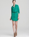 Office chic is simple with this classic Aqua shirt dress, updated in the season's must-have hue.