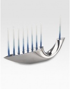 Signed by artist Todd Meyers. Brighten the season with this gleaming metal alloy menorah.Hand-crafted4H X 15½WImported