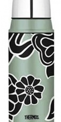 THERMOS VACUUM INSULATED 16 OZ GREEN FLOWER BEVERAGE BOTTLE