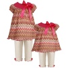 Size-18M BNJ-5608B 2-Piece ROSE-PINK IVORY MULTICOLOR FLAME-STITCH KNIT BOW TRIM Dress/Legging Outfit Set,B55608 Bonnie Jean Baby/Infant Girls 3M-24M