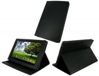 rooCASE Multi-Angle (Black) Leather Folio Case Cover for Asus Eee Pad Transformer 10.1-Inch TF101 Android Tablet Wi-Fi