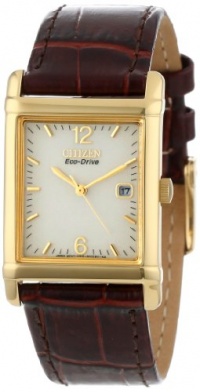 Citizen Men's BW0072-07P Eco-Drive Gold-Tone Leather Watch