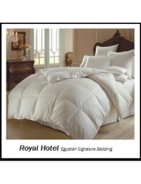 Queen Size 600-Thread-Count Goose Down Alternative Comforter 100 percent Egyptian-Cotton 600 TC - 750FP - 50Oz - Solid White Down-Alt Comforter