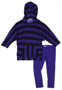 Splendid Littles Girls 2-6X Charocal Triblend Rugby Stripe Tunic Set, Iris, 6x-7