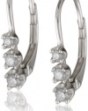 Sterling Silver Diamond Leverback 3 Stone Earrings (.5 Cttw, J-K Color, I2-I3 Clarity)