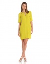 BCBGMAXAZRIA Women's Rosetta Dress with Cut-Out Front Detail, Lemongrass, Large