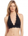 BCBGMAXAZRIA Women's Laser Halter Bra, Black, Medium