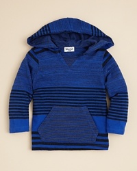 Splendid Little crafts a beguiling style in this ministripe hoodie is decorated with bands of contrast stripes, a smart v neck and ministripe kangaroo pocket.