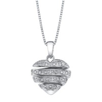 Sterling Silver A Mother Holds Her Child's Hand Forever Diamond Pave Heart Pendant Necklace (.1 cttw, I-J Color, I2-I3 Clarity), 18