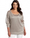 Calvin Klein Women's Plus-size Shimmer Scoop Neck Top