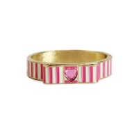 Betsey Johnson Bracelet Gold-Tone Striped Bow Pink & White Hinged Bangle Bracelet B05831