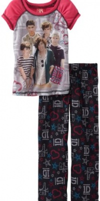 One Direction Girl's 1D Sings 2-Piece Short Sleeve Pajama Set, High Speed Pink, 10/12