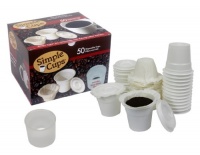 Disposable Cups for Use in Keurig® Brewers - Simple Cups - 50 Cups, Lids, Filters with Easy Close Stand - Use Your Own Coffee in K-cups