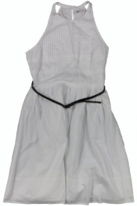 Calvin Klein Women's Belted Pintucked Sleeveless Cotton Lawn Dress (White)