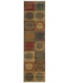 Cool and casual, this winsome area rug expresses a fashionable story full of character and color. Top to bottom, side to side, vibrant circles are mixed and matched with deep reds, blues and greens. Crafted with durable nylon, this captivating piece will be a long-lasting fixture of softness and allure in your home.