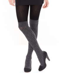 Get the best of both worlds with these opaque tights from Hot Sox that feature built-in patterned knee highs. They'll add instant allure to your work or weekend attire.