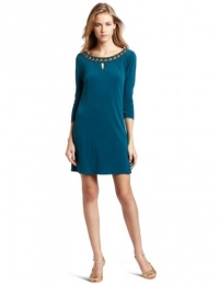 laundry BY SHELLI SEGAL Women's Split Neck Beaded Jersey Dress