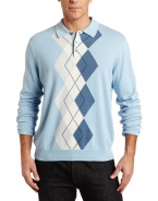 Perry Ellis Men's Long Sleeve Argyle Design 3 Button Sweater