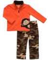 Carter's Boys 6-24 Months Monkey Microfleece Camo Pant Set (9 Months, Orange)