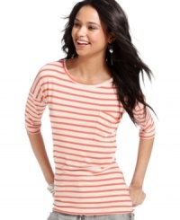 Must-have alert! Classic stripes lend cool energy to this super-comfy top from Pink Rose. (Clearance)