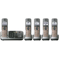 Panasonic KX-TG7745S DECT 6.0 Link-to-Cell via Bluetooth Cordless Phone with Answering System, Silver, 5 Handsets